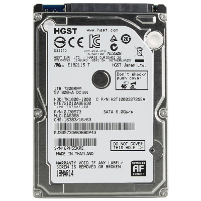 Жесткий диск HGST HTS721010A9E630/0J22423 2.5" / 1 ТБ / SATA III / 32 МБ / 7200 об/мин