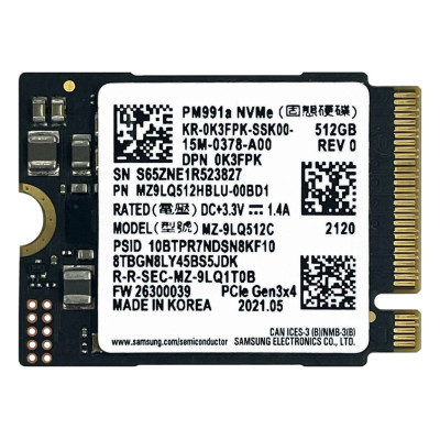 Накопитель SSD M.2 2230 512GB Samsung MZ9LQ512HBLU-00BD1 / 3D TLC NAND / NVMe