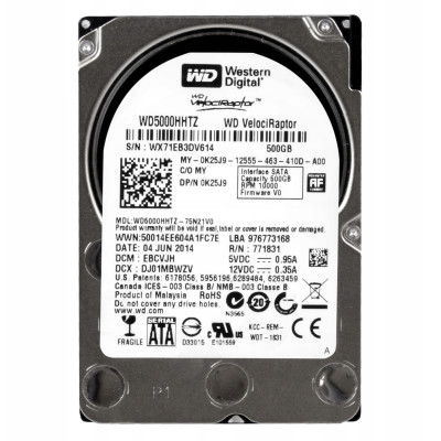 Жесткий диск 3.5 WD 500Gb WD VelociRaptor WD5000HHTZ / WD5000HHTZ / 64 МБ / 10000 об/мин / SATA III / Внутренний