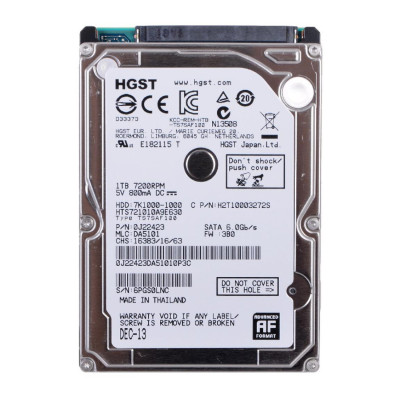 Б/У HDD WD HTS721010A9E630 2.5" / 1 ТБ / SATA III / 32 МБ / 7200 об/мин